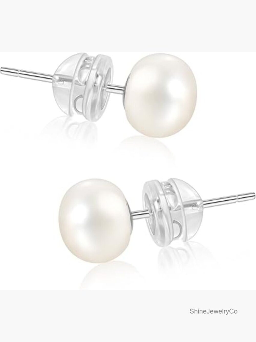 Real Freshwater Pearl Stud Earrings 6mm Sterling Silver Hypoallergenic Elegant